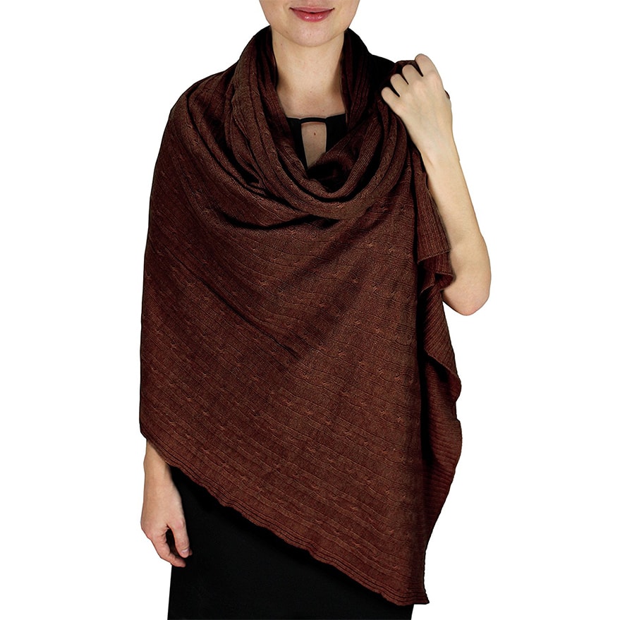 Soft & Warm Cable Knit 100% Cashmere Shawl - Cashmere Mania