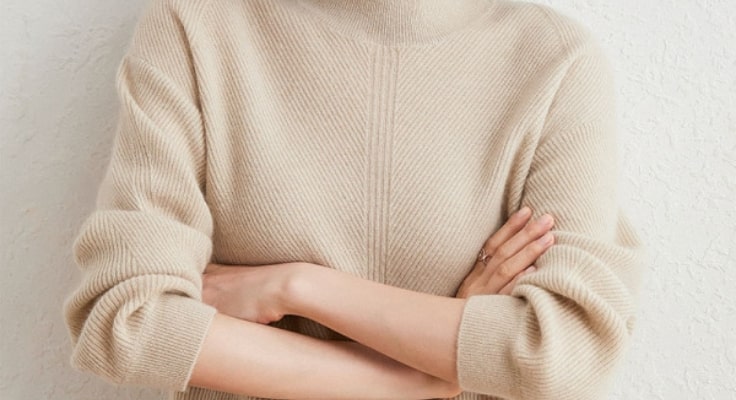 Unique Dark Camel High Neck Thick Cashmere Knit Sweater Tops Winter